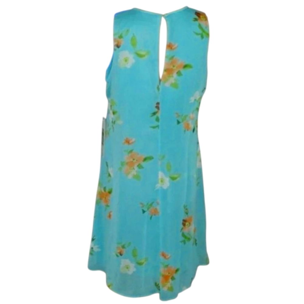 Calvin Klein Blue Floral Sleeveless Sundress with Crew Neck,Women's Dress Size:8 - Picture 2 of 9